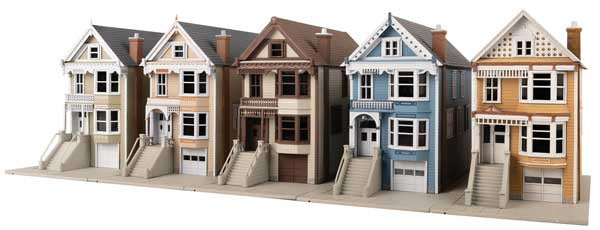 Walthers Trainline HO Victorian House 5-Kit Set -- One Each: Kavanaugh, Queen Ann, Steiner, Painted Lady, Gingerbread