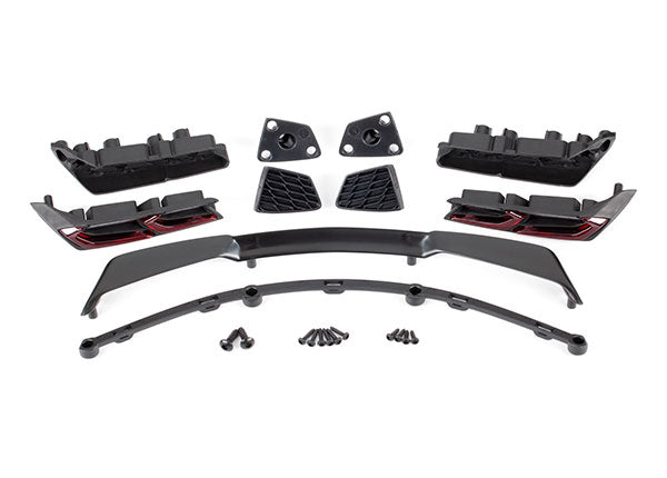 Traxxas 9319 Tail lights (2)/ tail light Mounts (2)/ wing/ wing Mount/ vent, Rear (2)/ vent Mount, Rear (2)/ 2.6x8mm BCS (2)/ 1.6x5mm BCS (4)/ 1.6x7mm BCS (6) - TRA9319