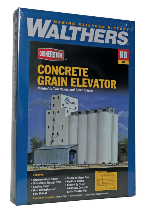 Walthers Cornerstone 933-3022 HO ADM(R) Concrete Grain Elevator -- Kit