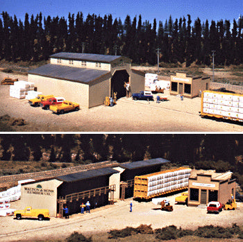 Walthers Cornerstone Walton and Sons Lumber Company -- Kit - Main Building: 9 x 9 x 4-1/2"; Office: 3 x 4-1/2 x 2-1/2" - 933-3057