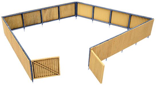 Walthers Cornerstone Corrugated Fence (Scale Model) -- Kit - Scale Feet: 240' 73.2m; Height: 1-1/4" 3.1cm - 933-3632