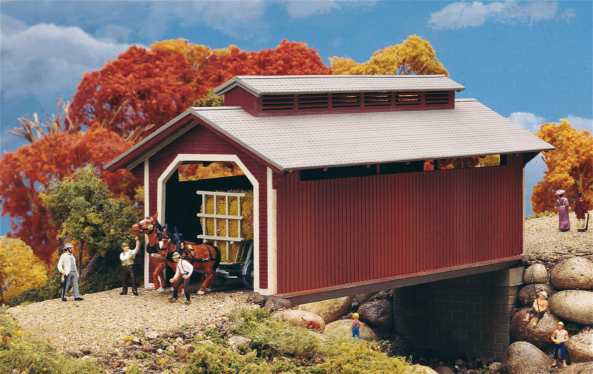 Walthers Cornerstone Willow Glen Covered Bridge -- Kit - 8-1/2 x 3-1/2 x 3-1/2" 21.2 x 8.7 x 8.7cm (At Roof) - 933-3652