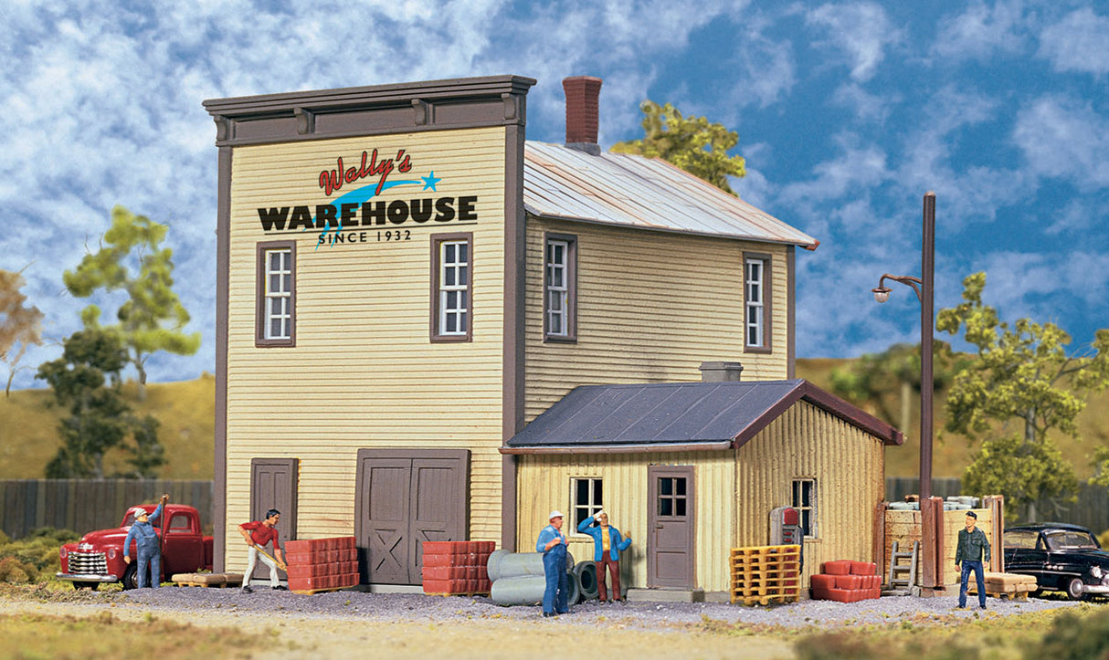 Walthers Cornerstone Wally's Warehouse - Main Building -- Kit - 5-3/4 x 5 x 5-1/2" 14.3 x 12.5 x 13.7cm - 933-3654