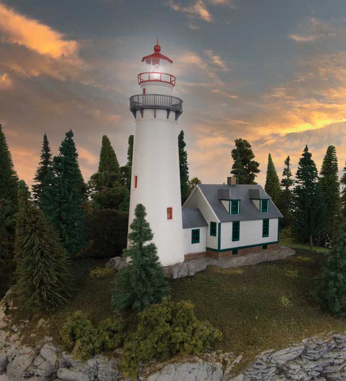Walthers Cornerstone Eagle Point Lighthouse -- Kit - 8-1/8 x 3 x 8-7/8" 20.3 x 7.5 x 22.8cm - 933-3665