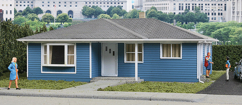 Walthers Cornerstone Framed Ranch Tract House -- Kit - 5-1/2 x 4-1/8 x 2-1/4" 13.9 x 10.4 x 5.7cm - 933-3775