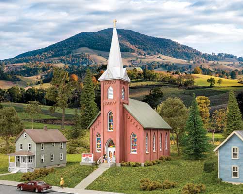 Walthers Cornerstone N-Scale Brick Church -- Kit