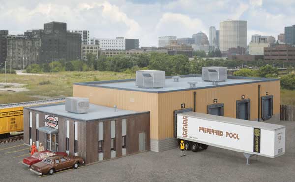 Walthers Cornerstone Central Beverage Distributors with Office Annex -- Kit - 10-9/16 x 4-11/16 x 2-1/4" 26.8 x 11.9 x 5.7cm - 933-3861