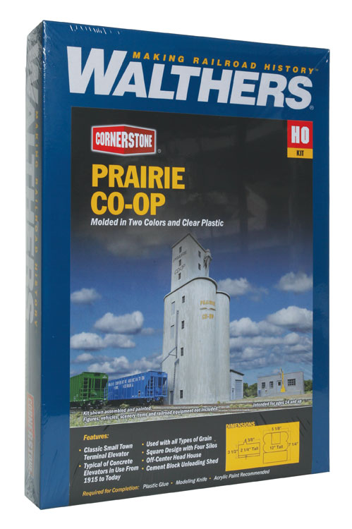 Walthers Cornerstone Prairie Co-Op Elevator -- Kit - 5-1/8 x 7-1/4 x 12" 13 x 18.4 x 30.4cm - 933-4047