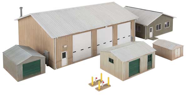 Walthers Cornerstone Vehicle Maintenance Facility -- Kit - Set of five buildings - 933-4122