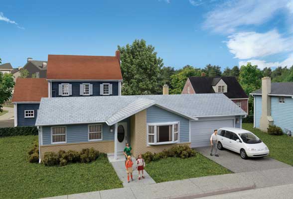 Walthers Cornerstone Ranch House with Attached 2-Car Garage -- Kit - 7-3/4 x 4-3/16 x 2-3/8" 19.6 x 10.6 x 6cm - 933-4155