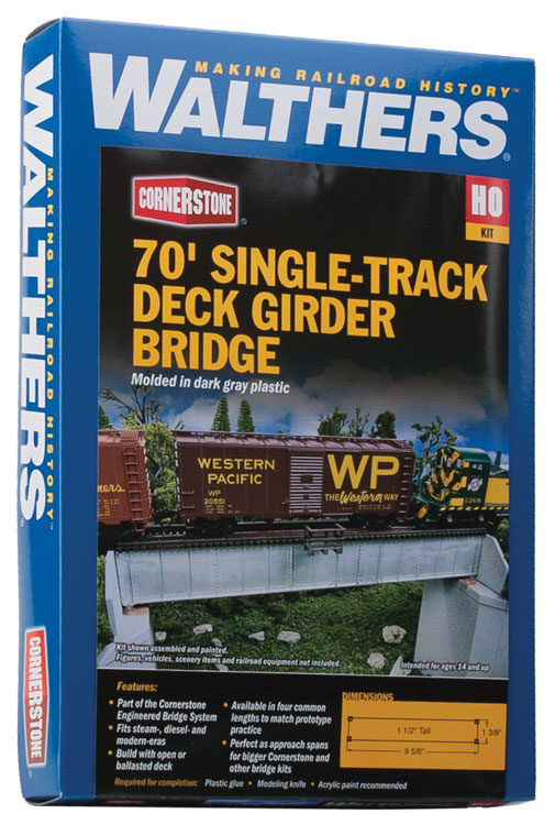 Walthers Cornerstone 30' Single-Track Railroad Deck Girder Bridge -- Standard Level Kit 4-3/16 x 1-3/16" x 1-3/16" 10.6 x 3.0 x 3.0cm - 933-4505