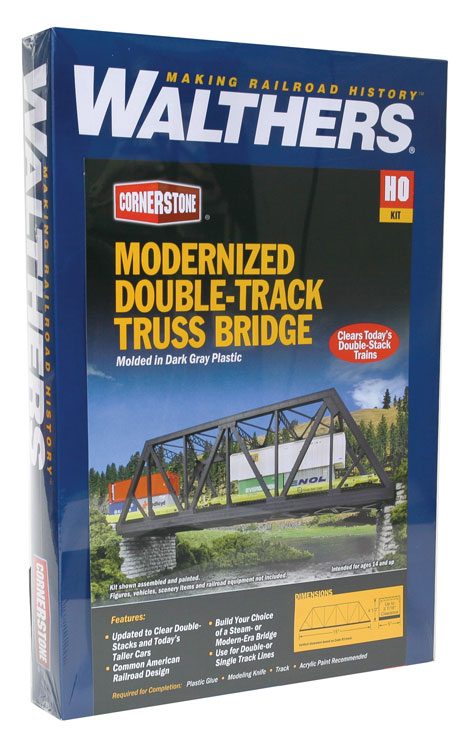 Walthers Cornerstone Modernized Double-Track Railroad Truss Bridge -- Kit - 15 x 5 x 4-1/2" 38.1 x 12.7 x 11.4cm - 933-4510