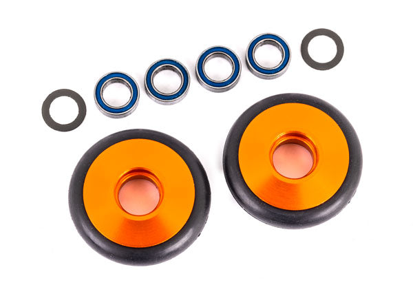 Traxxas 9461A Wheels, Wheelie bar, 6061-T6 aluminum (orange-anodized) (2)/ 5x8x2.5mm ball bearings (4)/ O-Rings (2)/ 5x8x0.3mm TW (2) - TRA9461A