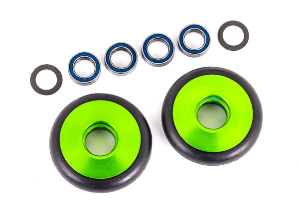 Traxxas 9461G Wheels, Wheelie bar, 6061-T6 aluminum (green-anodized) (2)/ 5x8x2.5mm ball bearings (4)/ O-Rings (2)/ 5x8x0.3mm TW (2) - TRA9461G