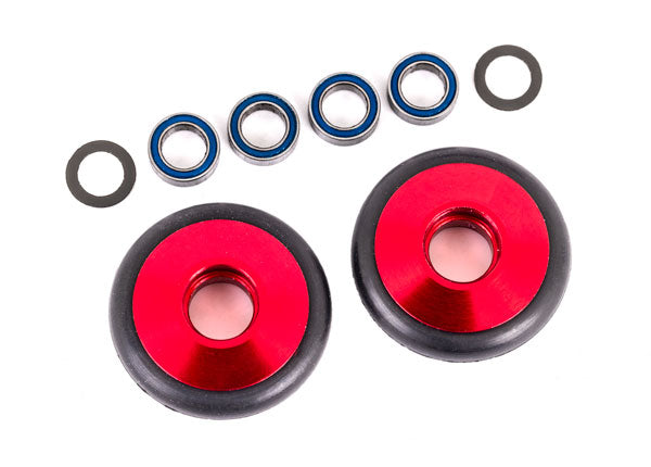 Traxxas 9461R Wheels, Wheelie bar, 6061-T6 aluminum (red-anodized) (2)/ 5x8x2.5mm ball bearings (4)/ O-Rings (2)/ 5x8x0.3mm TW (2) - TRA9461R