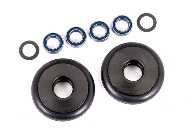 Traxxas 9461T Wheels, Wheelie bar, 6061-T6 aluminum (gray-anodized) (2)/ 5x8x2.5mm ball bearings (4)/ O-Rings (2)/ 5x8x0.3mm TW (2) - TRA9461T