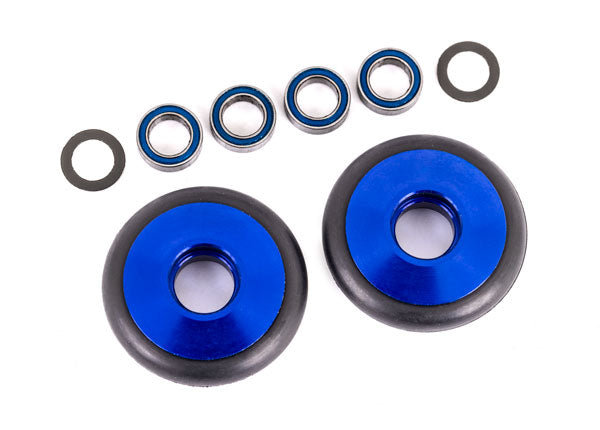 Traxxas 9461X Wheels, Wheelie bar, 6061-T6 aluminum (blue-anodized) (2)/ 5x8x2.5mm ball bearings (4)/ O-Rings (2)/ 5x8x0.3mm TW (2) - TRA9461X
