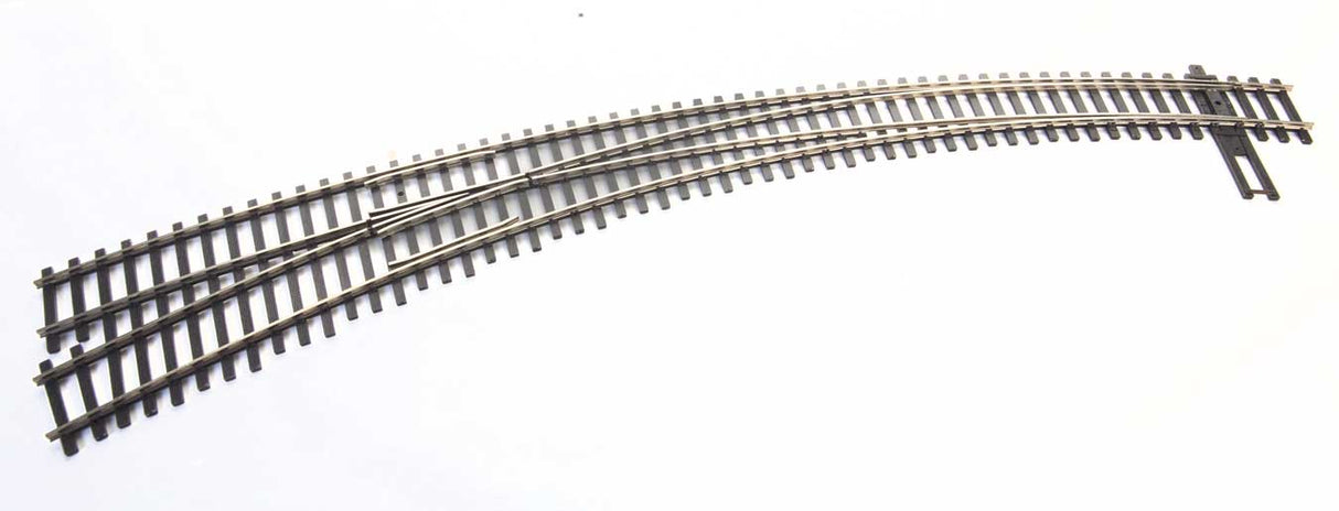 WalthersTrack HO Code 83 Nickel Silver DCC-Friendly Curved Turnout - 20 and 24" Radii -- Left Hand - 948-83061