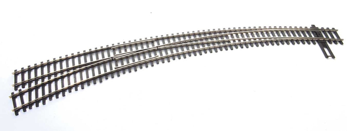 WalthersTrack HO Code 83 Nickel Silver DCC-Friendly Curved Turnout - 24 and 28" Radii -- Left Hand - 948-83063