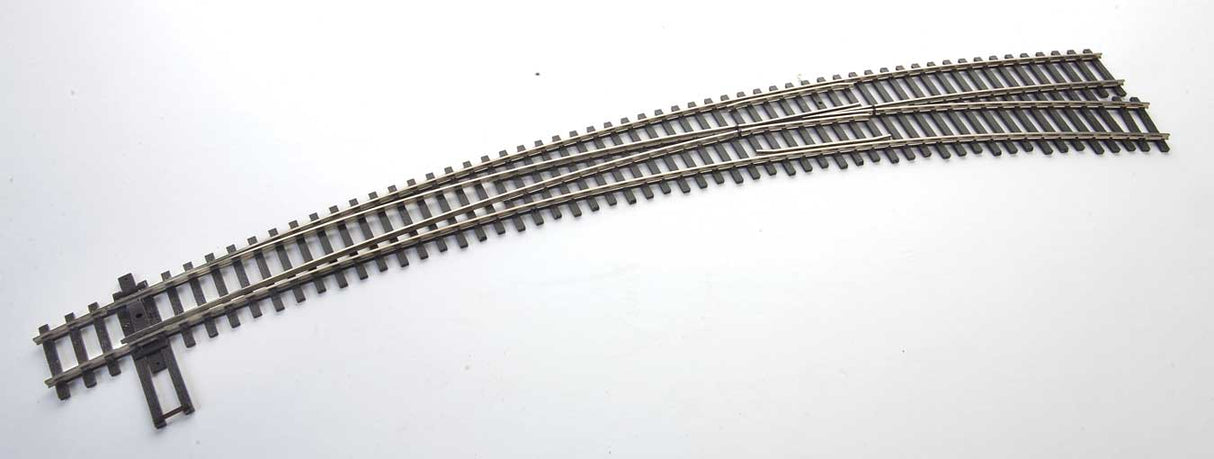 WalthersTrack HO Code 83 Nickel Silver DCC-Friendly Curved Turnout - 24 and 28" Radii -- Right Hand - 948-83064