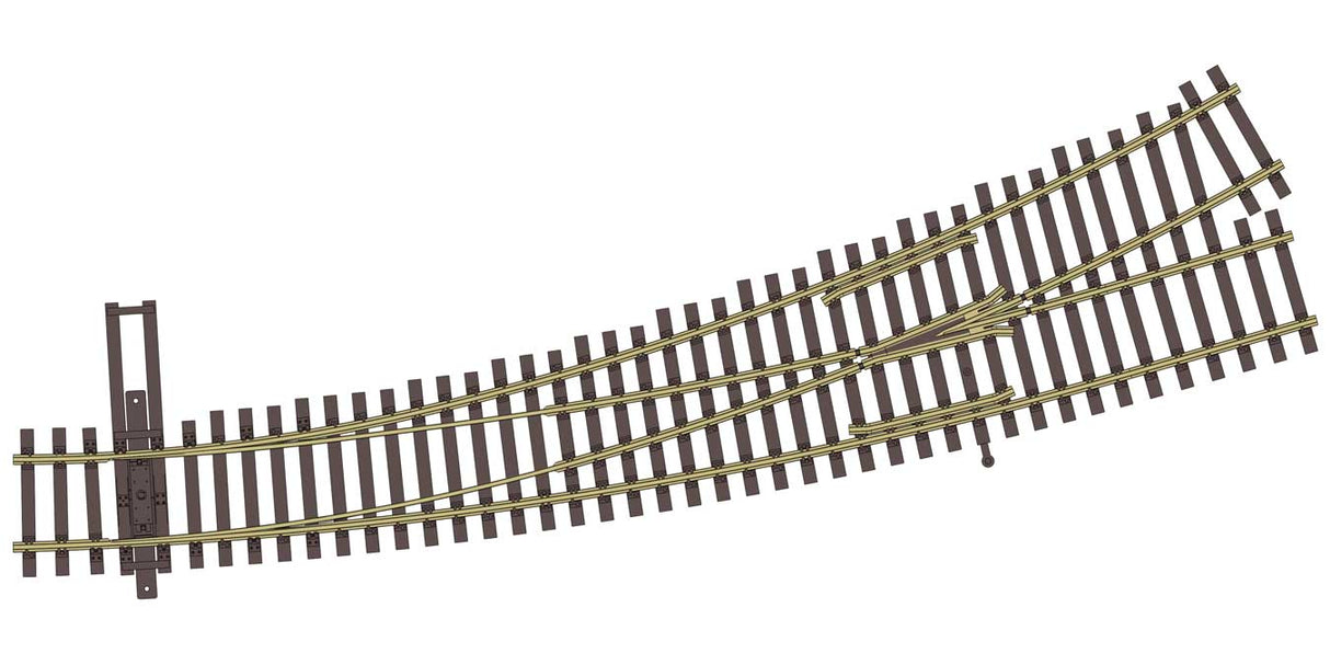 WalthersTrack HO Code 83 Nickel Silver DCC-Friendly Curved Turnout - 24 and 36" Radii -- Left Hand - 948-83067