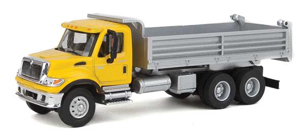 Walthers SceneMaster International(R) 7600 3-Axle Heavy-Duty Dump Truck - Assembled -- Yellow Cab, Silver Dump Body - 949-11663
