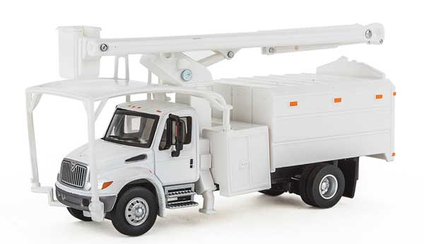 Walthers SceneMaster International(R) 4300 2-Axle Truck with Tree Trimmer Body - Assembled -- White Cab, Body and Boom - 949-11745