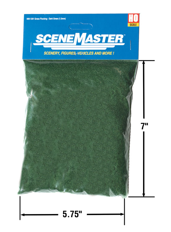 Walthers SceneMaster GRASS FLOCK DARK GREEN 1.5MM - 949-1201