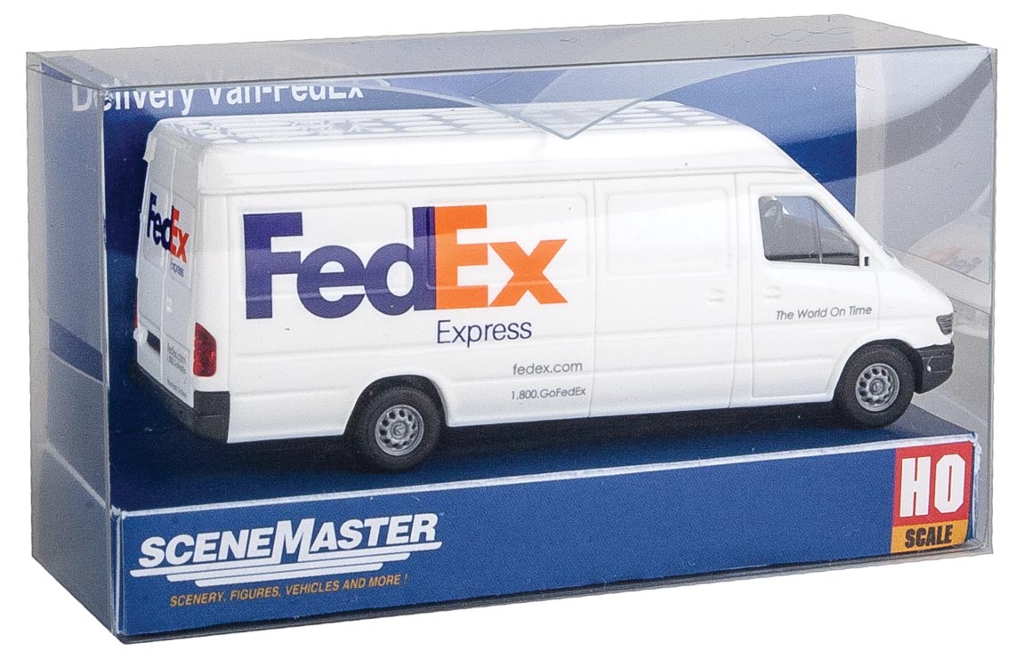 Walthers SceneMaster Delivery Van - Assembled -- FedEx Express (white, purple, orange) - 949-12203