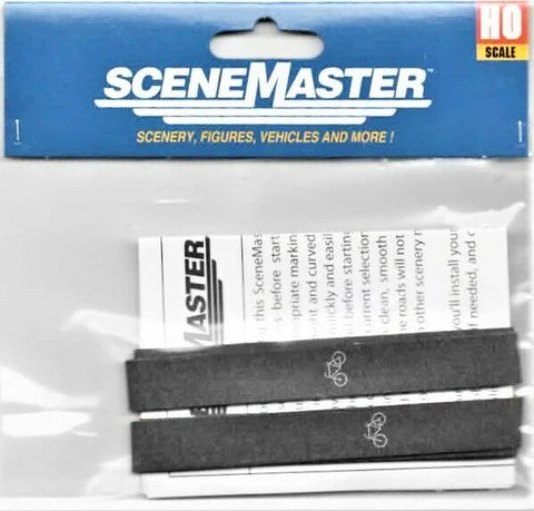 Walthers SceneMaster Flexible Self-Adhesive Paved Roadway -- 39-3/8 x 9/16" 1m x 14.5mm (gray, Bicycle Symbol) - 949-1256