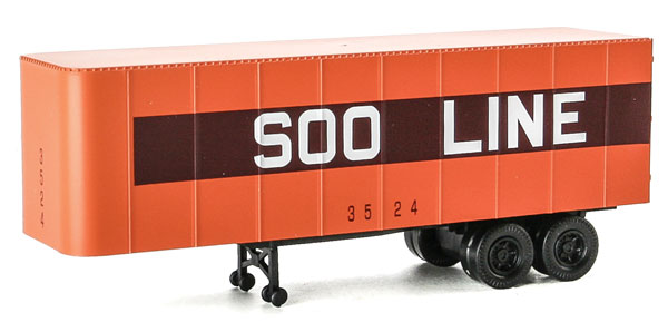 Walthers SceneMaster 32' Trailer 2-Pack - Assembled -- Soo Line (orange, maroon, white; Large Lettering) - 949-2372