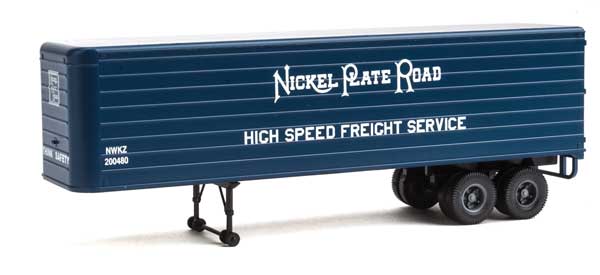 Walthers SceneMaster 35' Fluted-Side Trailer 2-Pack - Assembled -- Nickel Plate Road (blue, white; High Speed Freight Service) - 949-2423