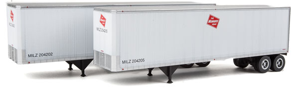 Walthers SceneMaster 40' Trailmobile Trailer 2-Pack - Assembled -- Milwaukee Road (white, red Logo) - 949-2513