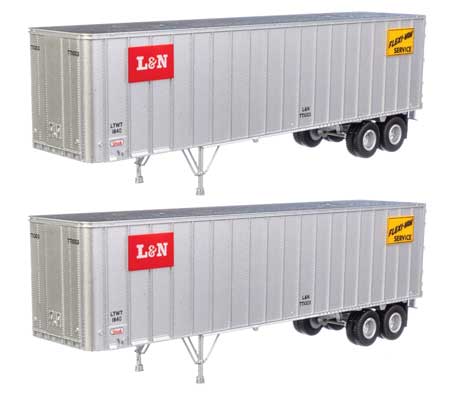 Walthers SceneMaster HO Flexi-Van 40' Trailer 2-Pack - Assembled -- Louisville & Nashville (Logo, Flexi-Van Placards; End Doors)