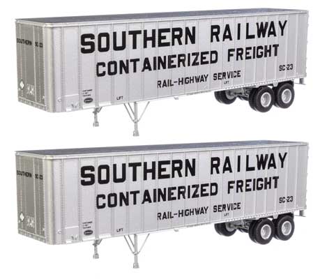 Flexi-Van 40' Trailer 2-Pack - Assembled -- Southern Railway (Containerized Freight; end doors)