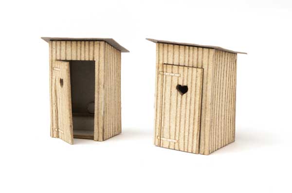 Outhouse pkg(2) -- Laser-Cut Wood Kit - Each 1/2 x 1/2 x 1" 1.4 x 1.5 x 2.7cm