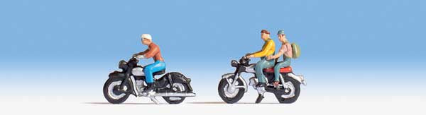 Walthers SceneMaster HO Motorcyclists -- 3 Riders and 2 Bikes