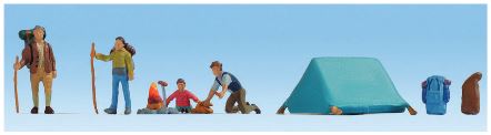 Walthers SceneMaster HO Hikers and Campers -- 4 Campers, Tent & Accessories