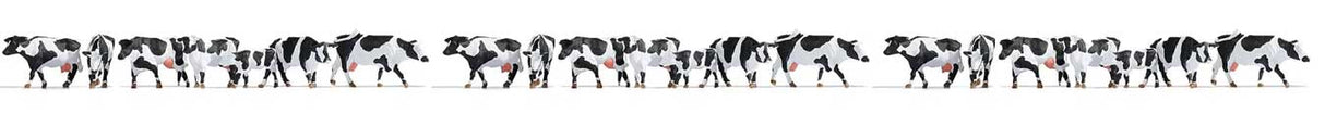 Walthers SceneMaster HO Cows -- Black and White pkg(21)