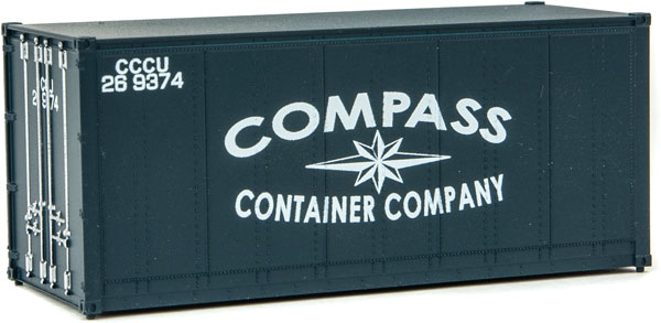 Walthers SceneMaster HO 20' SMOOTH SIDE CONTAINER - COMPASS CONTAINER CO - 949-8652