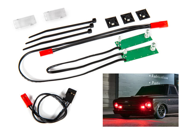Traxxas 9496R LED light set, Front, Complete (red) (includes light harness, power harness, Clear lenses (2), zip ties (3)) - TRA9496R