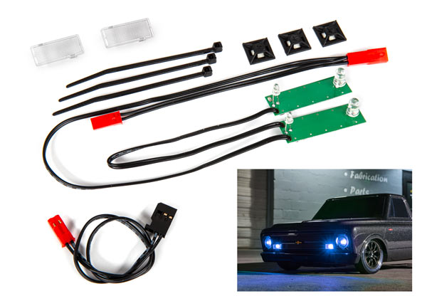 Traxxas 9496X LED light set, Front, Complete (blue) (includes light harness, power harness, Clear lenses (2), zip ties (3)) - TRA9496X