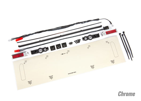 Traxxas 9497R LED lights, tail lights (red)/ power harness/ tail light housings (left & right)/ tailgate trim (chrome)/ zip ties (3) - TRA9497R