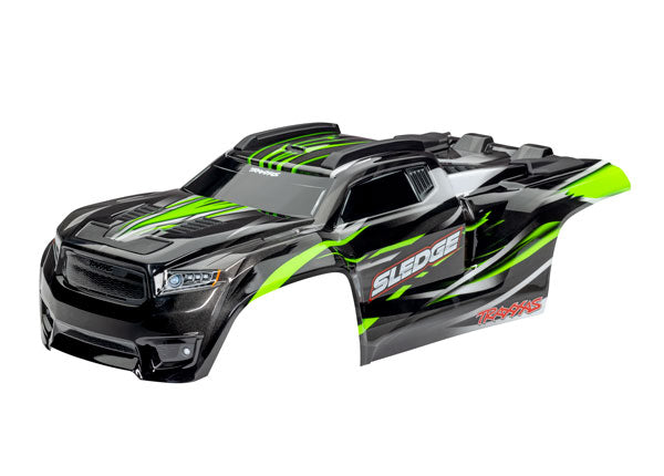 Traxxas 9511G Body, Sledge, Green (painted, decals applied) (assembled with Front & Rear Body Mounts and Rear Body support for clipless Mounting) - TRA9511G