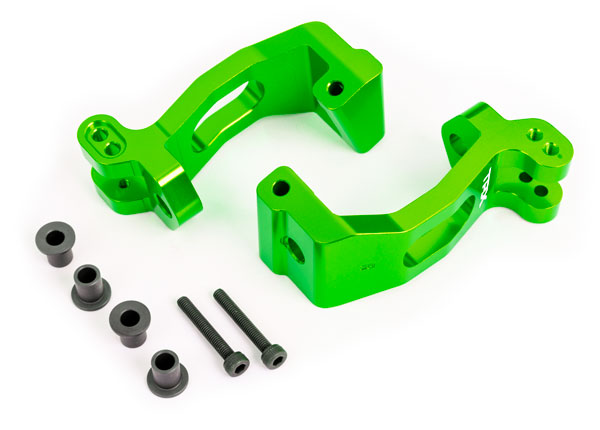 Traxxas 9532G Caster blocks (c-hubs), 6061-T6 aluminum (green-anodized), left & right/ kingpin Bushings (4)/ 3x20mm CS (with threadlock) (4) - TRA9532G