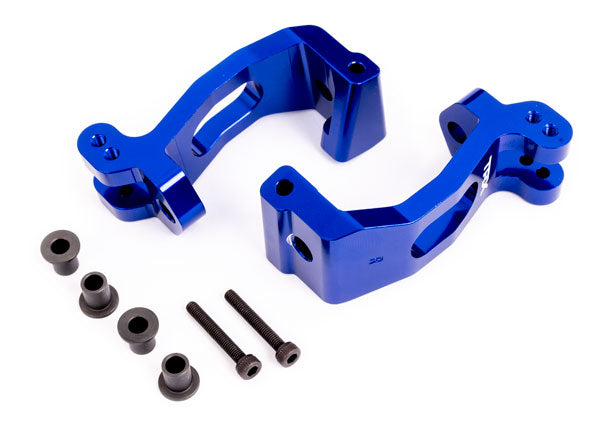 Traxxas 9532X Caster blocks (c-hubs), 6061-T6 aluminum (blue-anodized), left & right/ kingpin Bushings (4)/ 3x20mm CS (with threadlock) (4) - TRA9532X