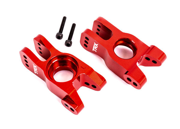 Traxxas 9552R Carriers, stub axle, 6061-T6 aluminum (red-anodized) (left and right)/ 3x18mm CS (with threadlock) (2) - TRA9552R