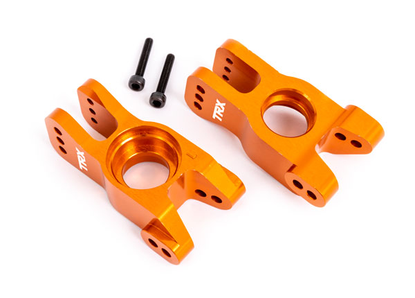 Traxxas 9552T Carriers, stub axle, 6061-T6 aluminum (orange-anodized) (left and right)/ 3x18mm CS (with threadlock) (2) - TRA9552T