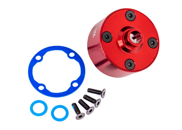 Traxxas 9581R Carrier, Differential (aluminum, - Red-anodized)/ Differential Bushing/ ring gear gasket/ 3x10mm CCS (4) - TRA9581R