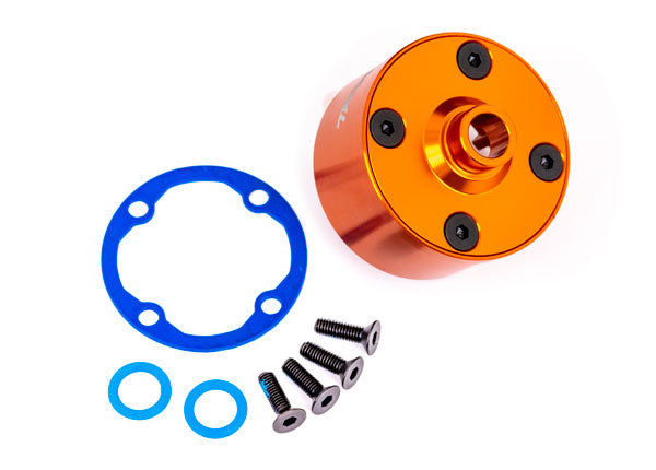 Traxxas 9581T Carrier, Differential (aluminum, orange-anodized)/ Differential Bushing/ ring gear gasket/ 3x10mm CCS (4) - TRA9581T